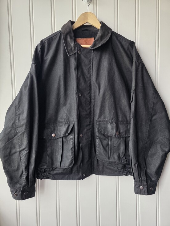 Outback Trail Other - Outback Trail Foxfire Aussie Pathfinder Black Waxed Oilskin Bomber Jacket Mens L